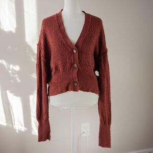 Free People Brick Red Cardigan Sweater